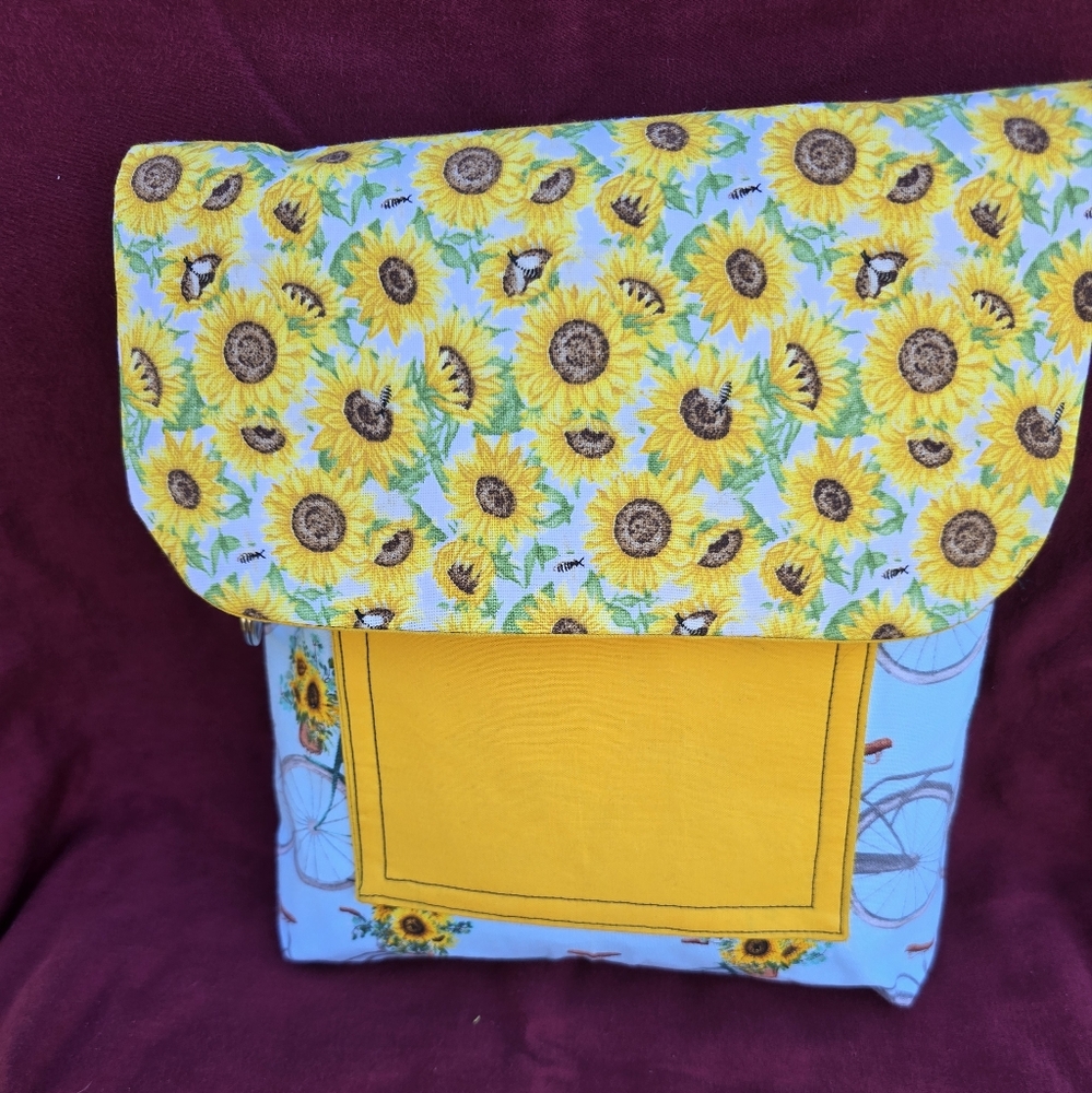 Yellow sunflower pattern, crossbody bag handmade.